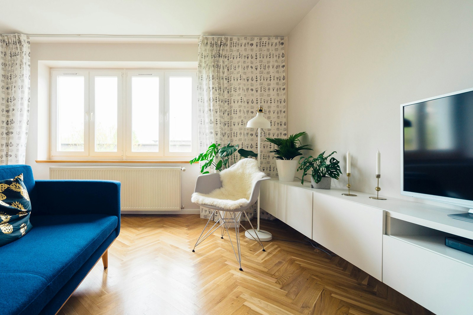 Bright apartment windows with soft daylight